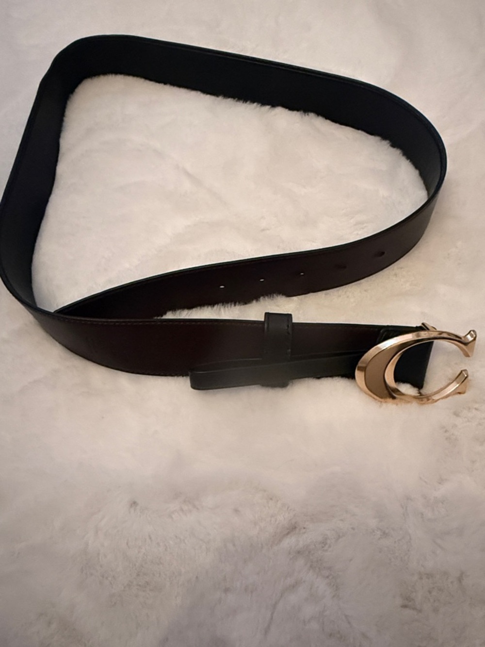 Coach Classic Black Leather Belt with Gold Double-C Buckle